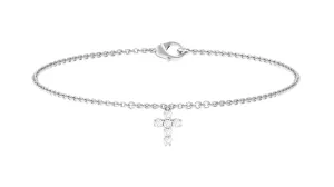 0.25 CT Cubic Zirconia Chain Charm Cross Bracelet in Gold