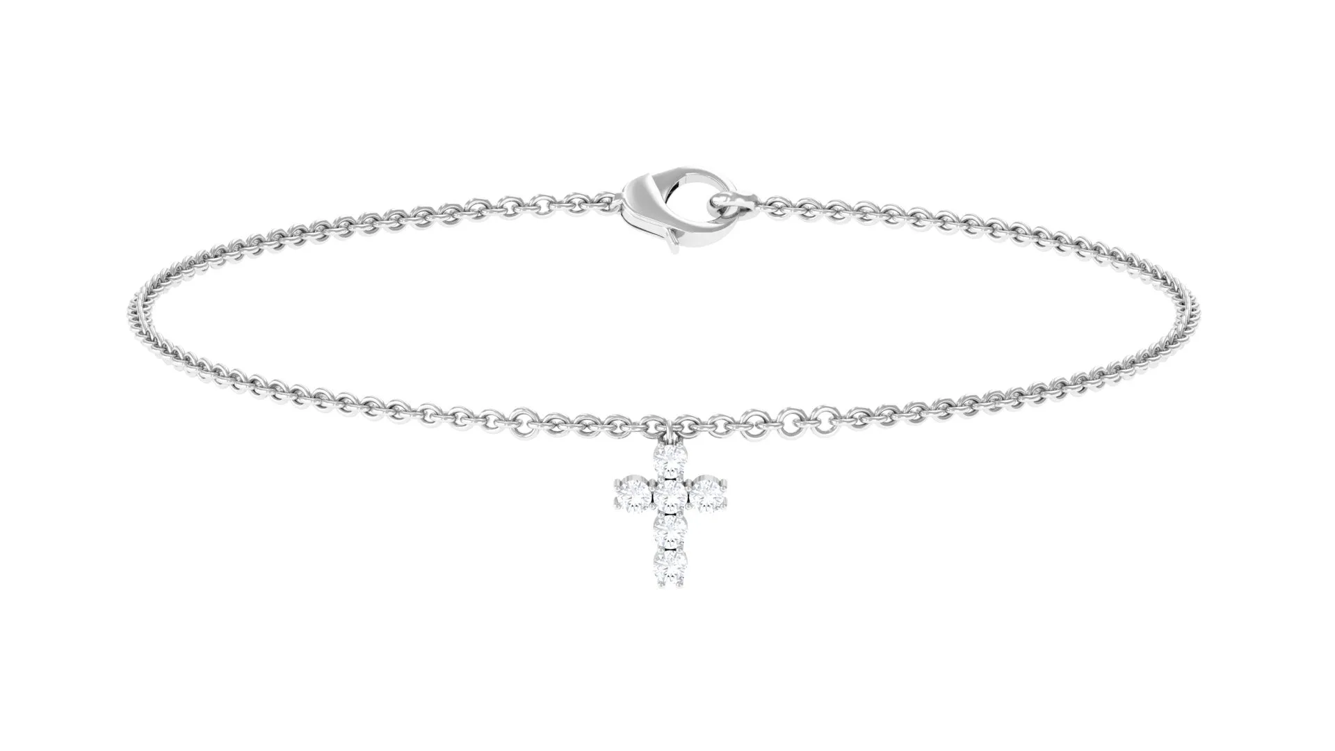 0.25 CT Cubic Zirconia Chain Charm Cross Bracelet in Gold