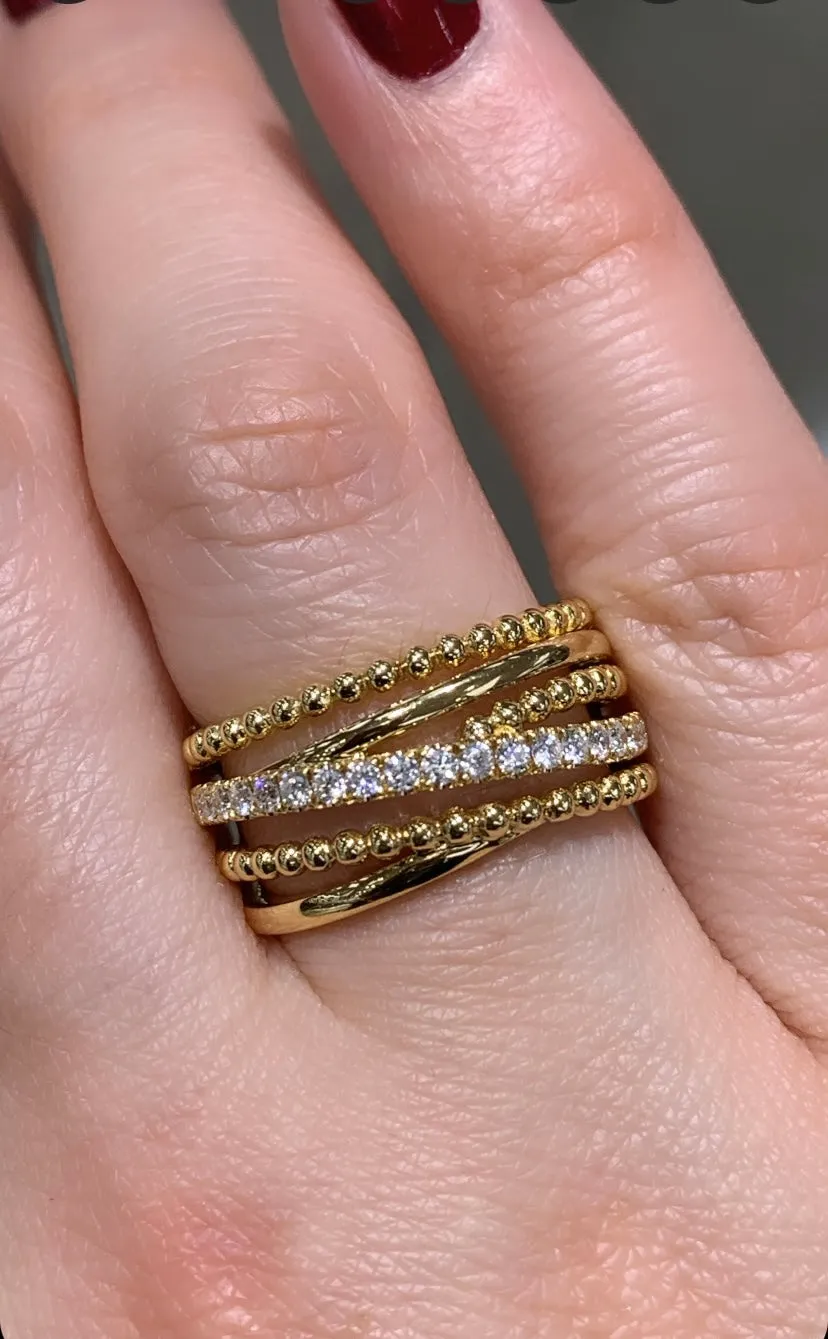 0.30ctw Diamond & Gold Multiple Layer Ring