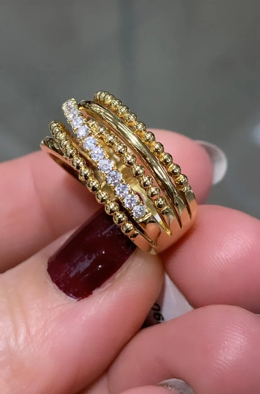 0.30ctw Diamond & Gold Multiple Layer Ring