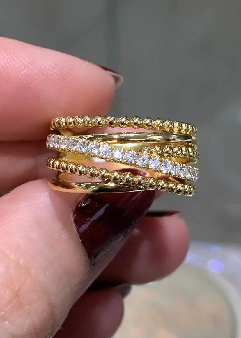 0.30ctw Diamond & Gold Multiple Layer Ring