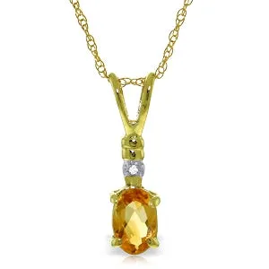 0.46 Carat 14K Solid Yellow Gold Lovemaking Citrine Diamond Necklace