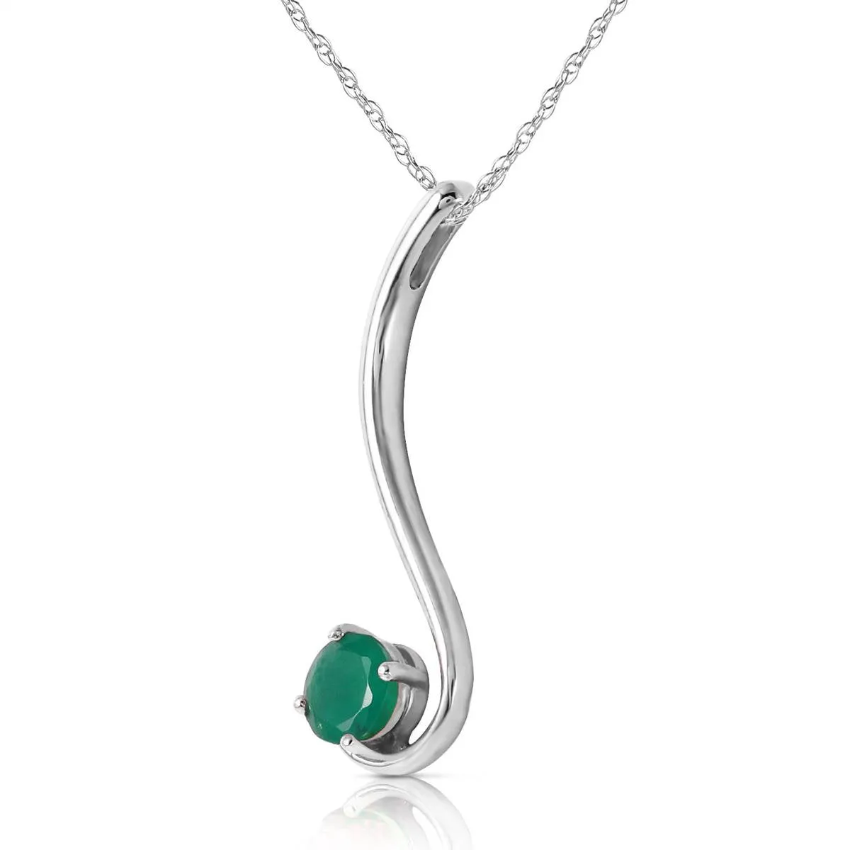 0.55 Carat 14K Solid White Gold Accentuate The Given Emerald Necklace