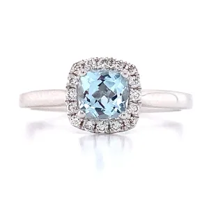 0.84ct Blue Topaz & Diamond Cocktail Ring