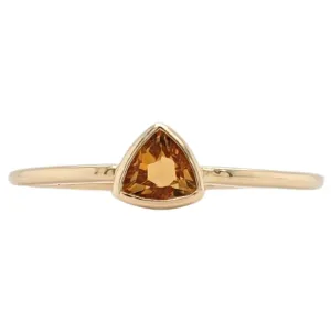 10K Yellow Gold Trillian Citrine Bezel Set Ring