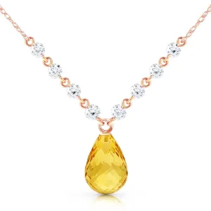 11.3 Carat 14K Solid Rose Gold Dispense Confidence Citrine Diamond Necklace
