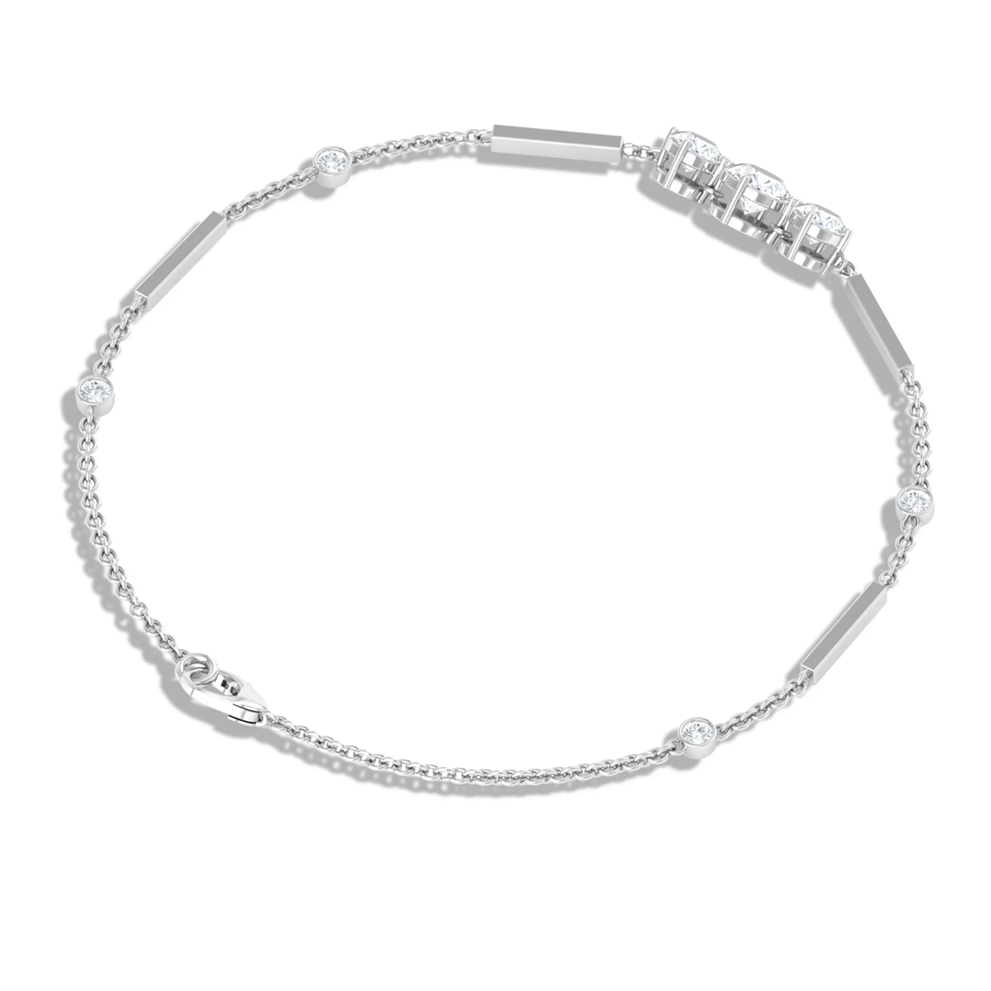 1.25 CT Round Cut Zircon Designer Gold Link Bracelet