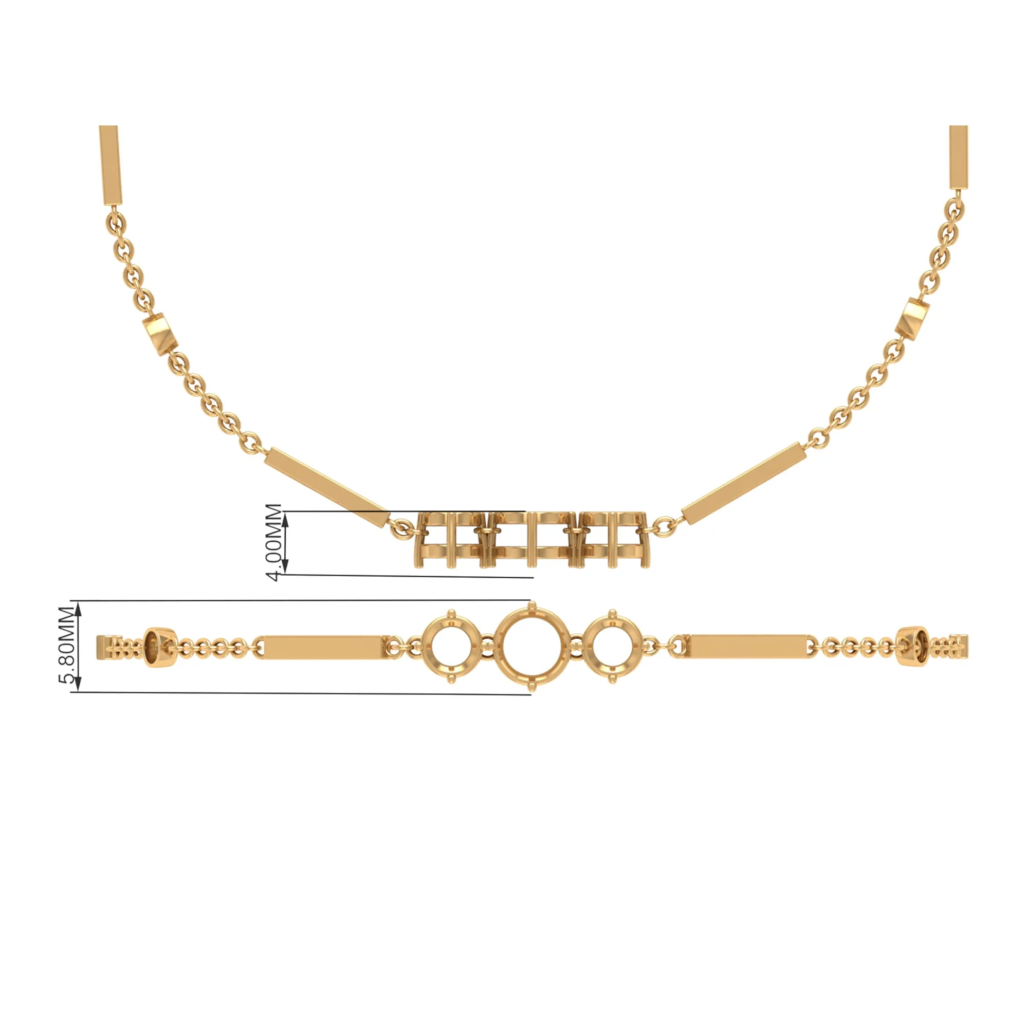 1.25 CT Round Cut Zircon Designer Gold Link Bracelet