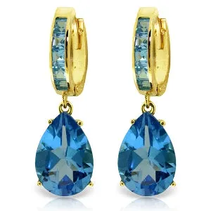 13.2 Carat 14K Solid Yellow Gold Dramatique Blue Topaz Earrings