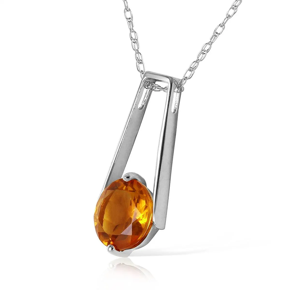 1.45 Carat 14K Solid White Gold Smooth Love Citrine Necklace