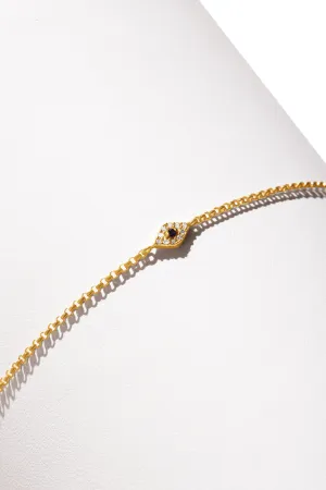 14K BG Dia And Sapphire Eye Bracelet