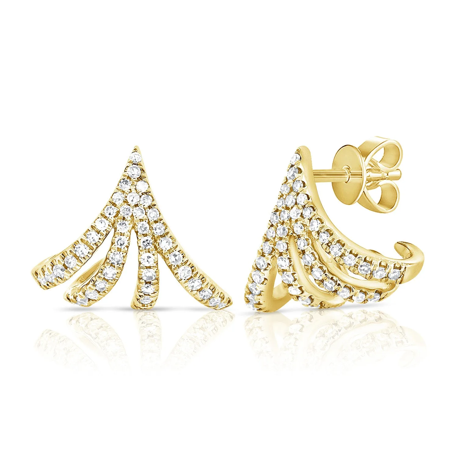 14K Gold & Diamond Cage Huggie Earrings - 0.22ct