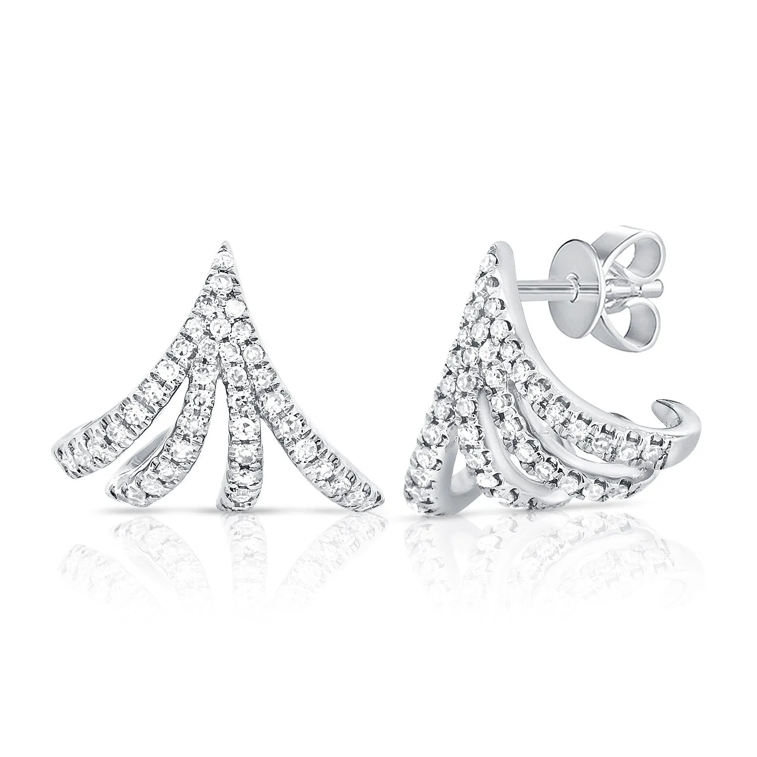 14K Gold & Diamond Cage Huggie Earrings - 0.22ct