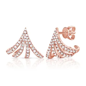 14K Gold & Diamond Cage Huggie Earrings - 0.22ct