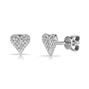 14k Gold & Diamond Heart Earrings-0.19ct.