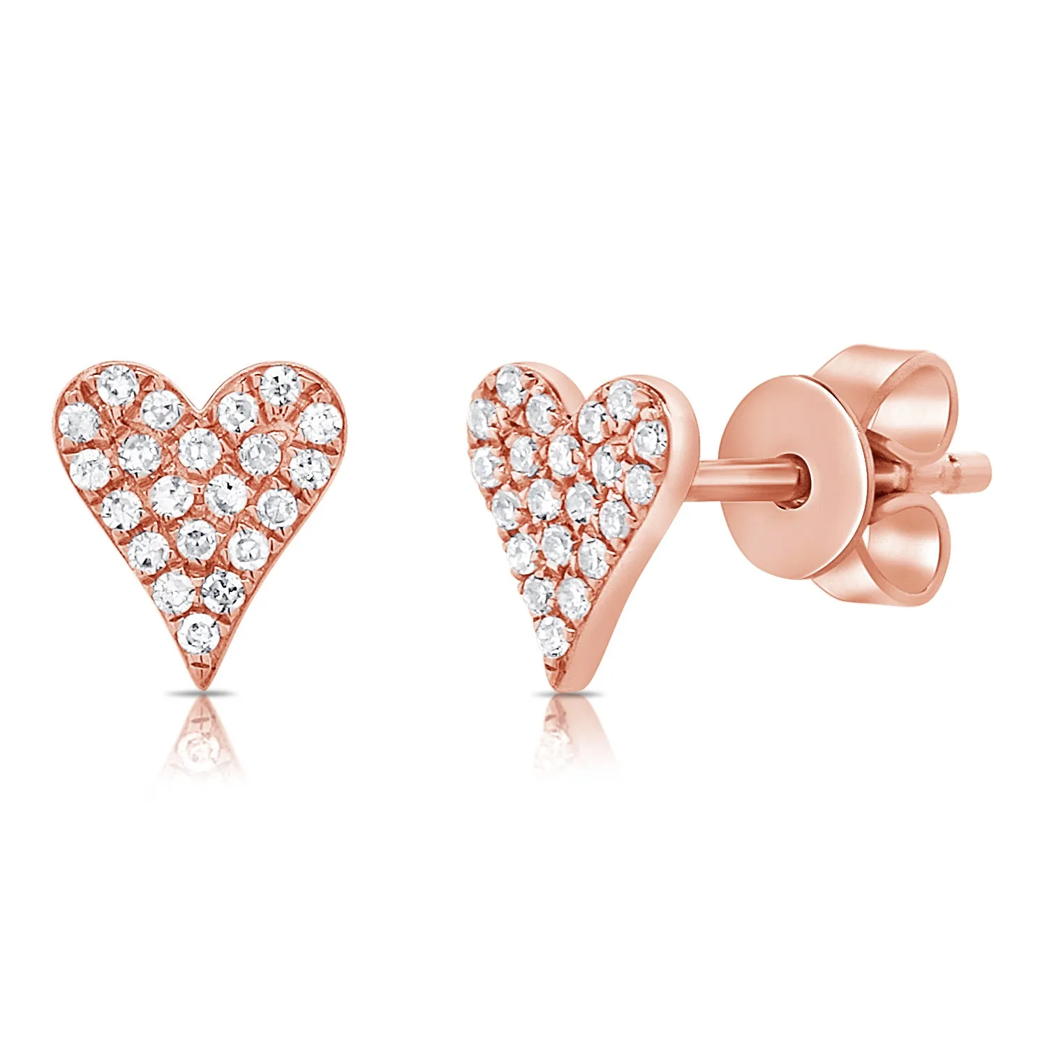 14k Gold & Diamond Heart Earrings-0.19ct.