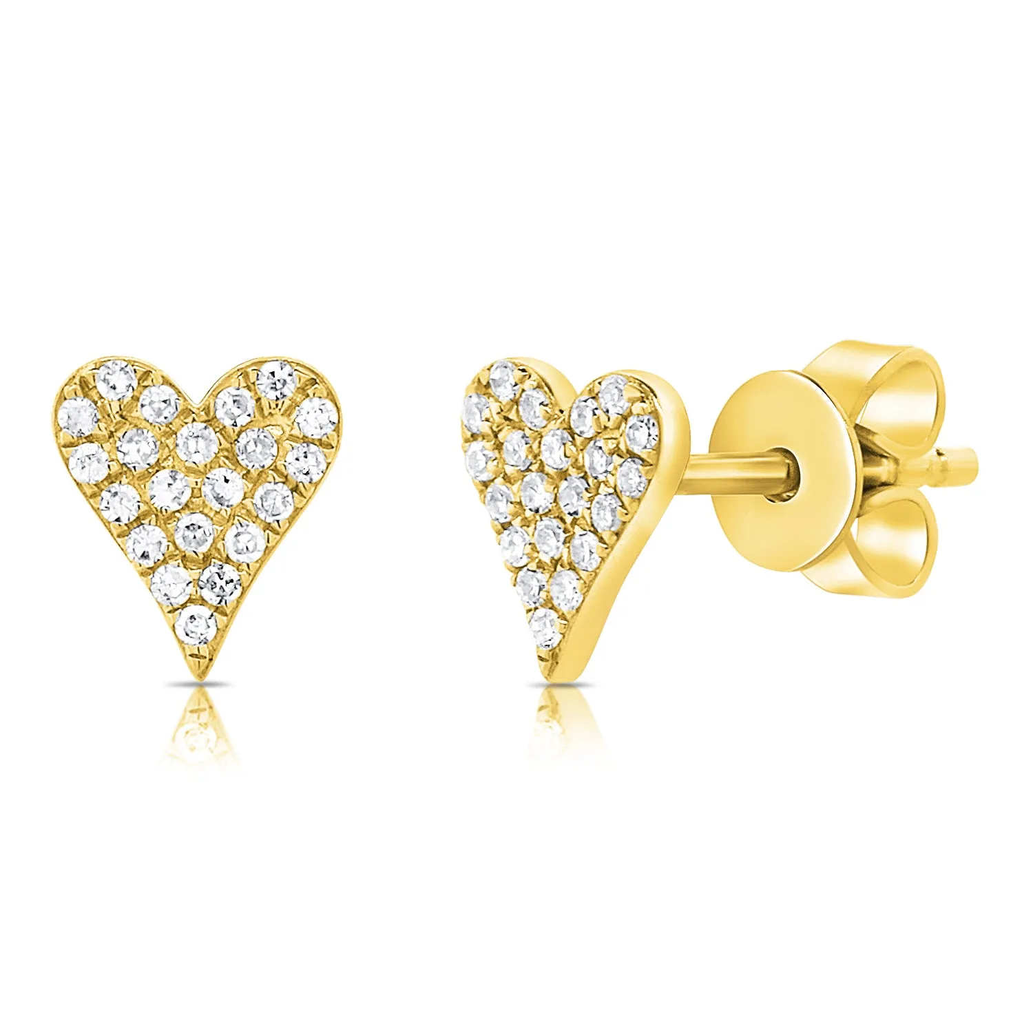 14k Gold & Diamond Heart Earrings-0.19ct.