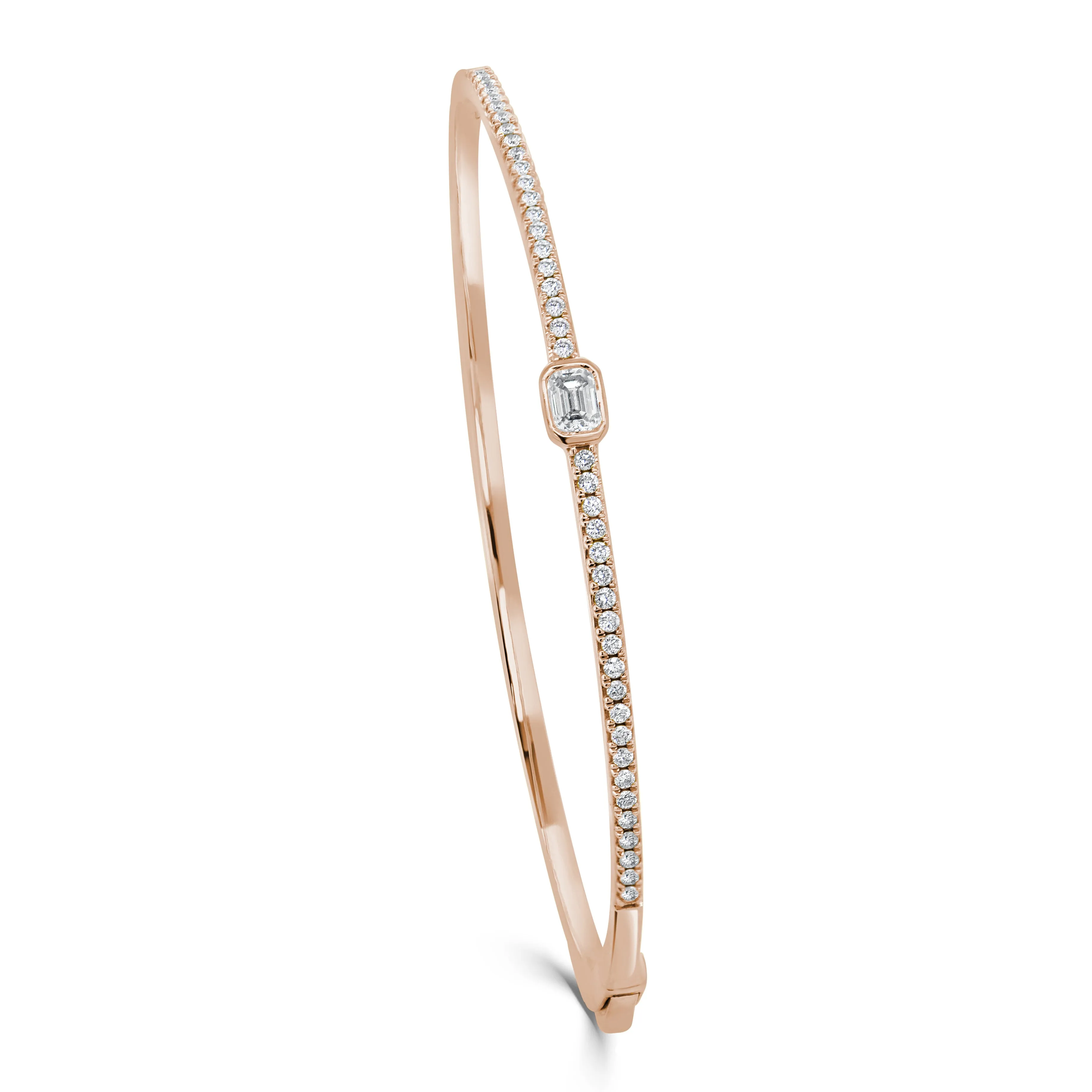 14K Gold Round & Emerald Cut Diamond Bracelet - 0.39ct