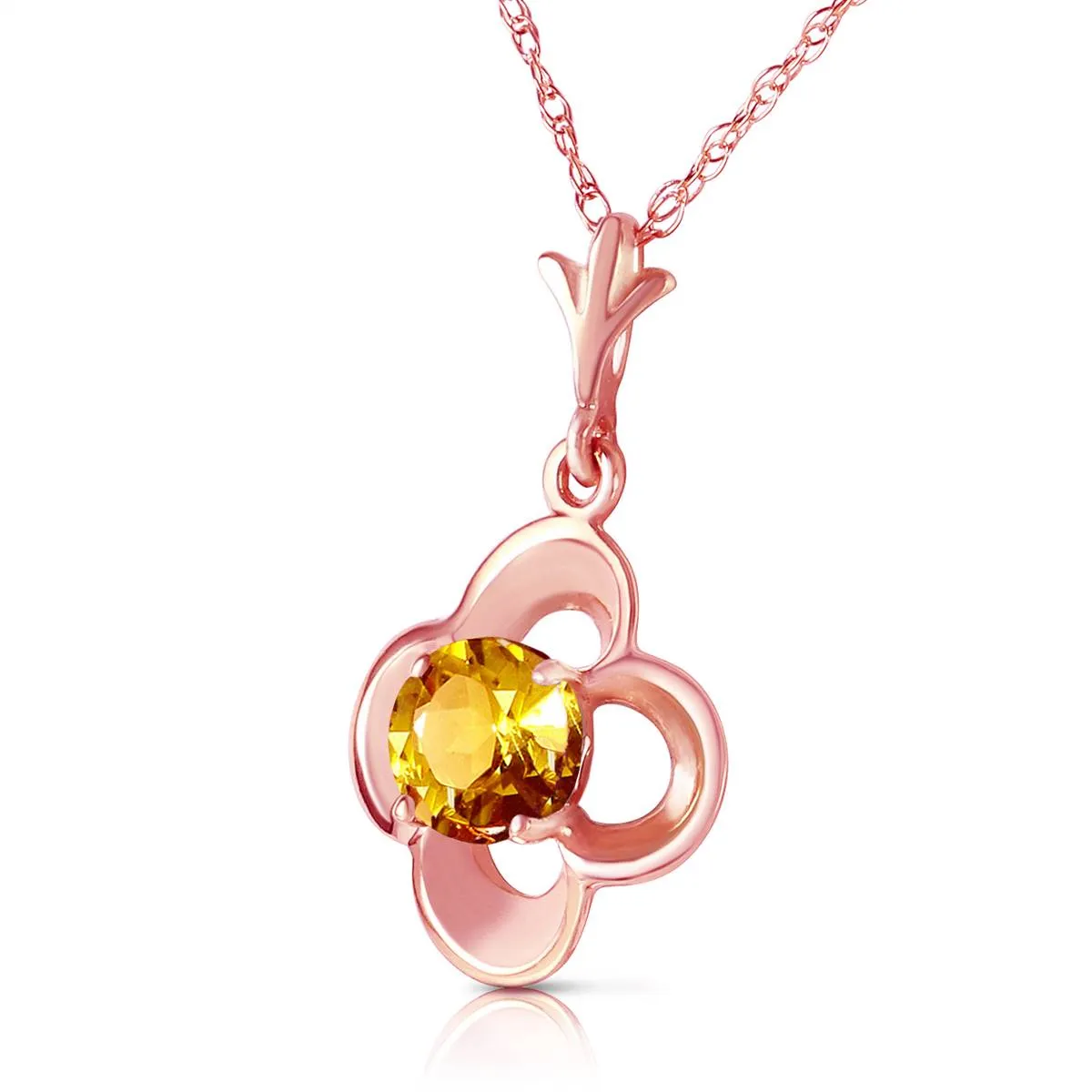 14K Solid Rose Gold Citrine Necklace Certified Series Limited Edition