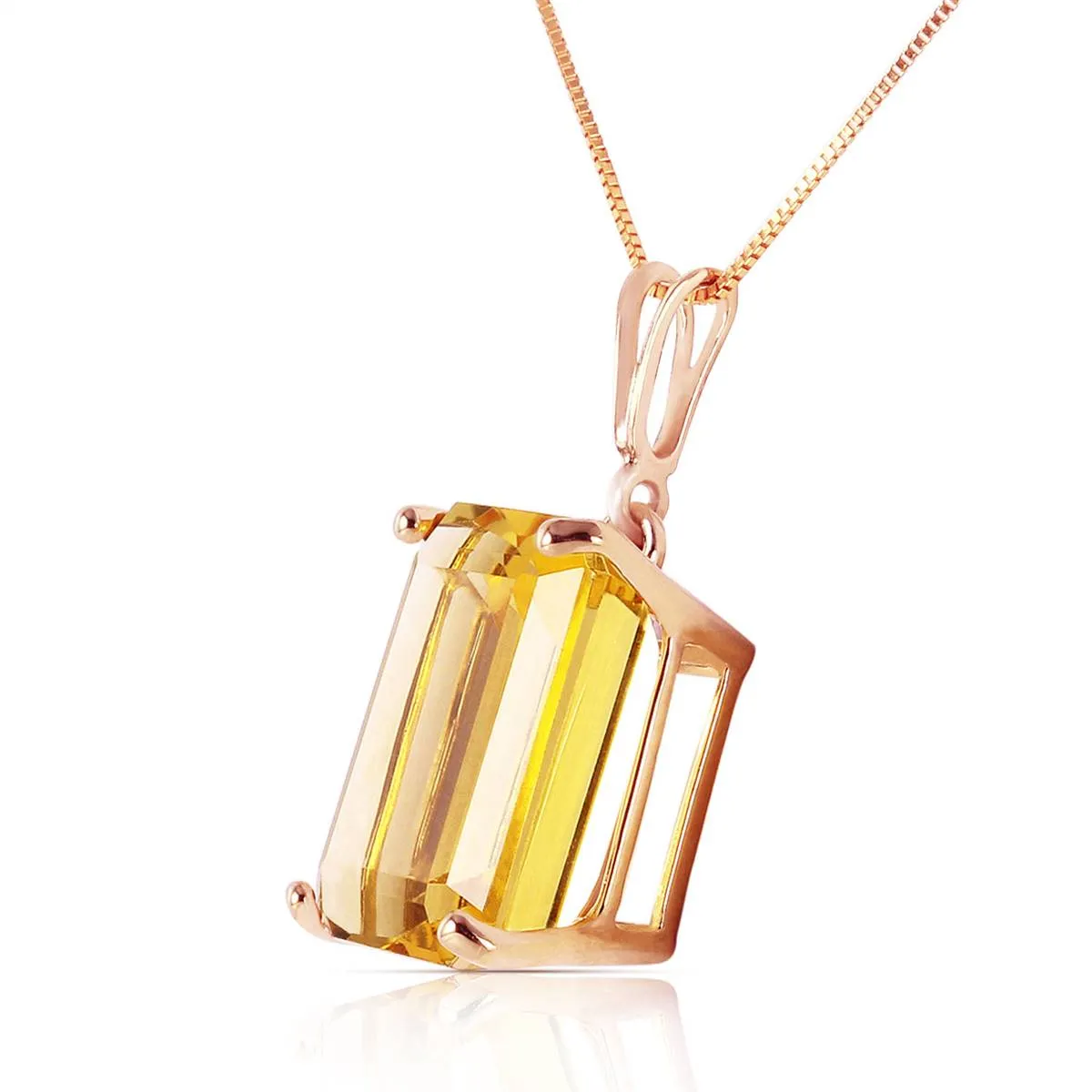 14K Solid Rose Gold Necklace w/ Octagon Citrine