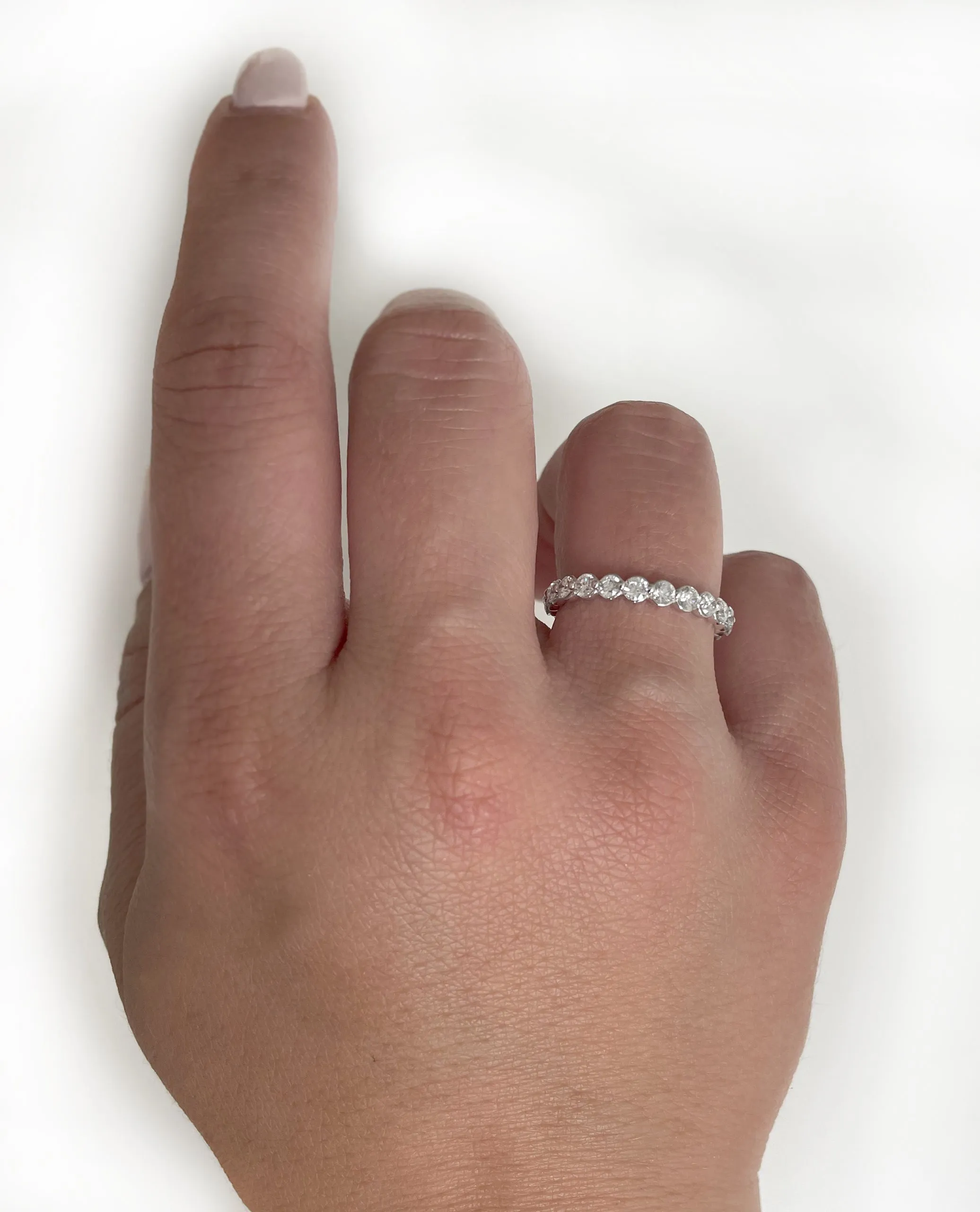 14K White Gold Single Prong Eternity Band - 2.5mm