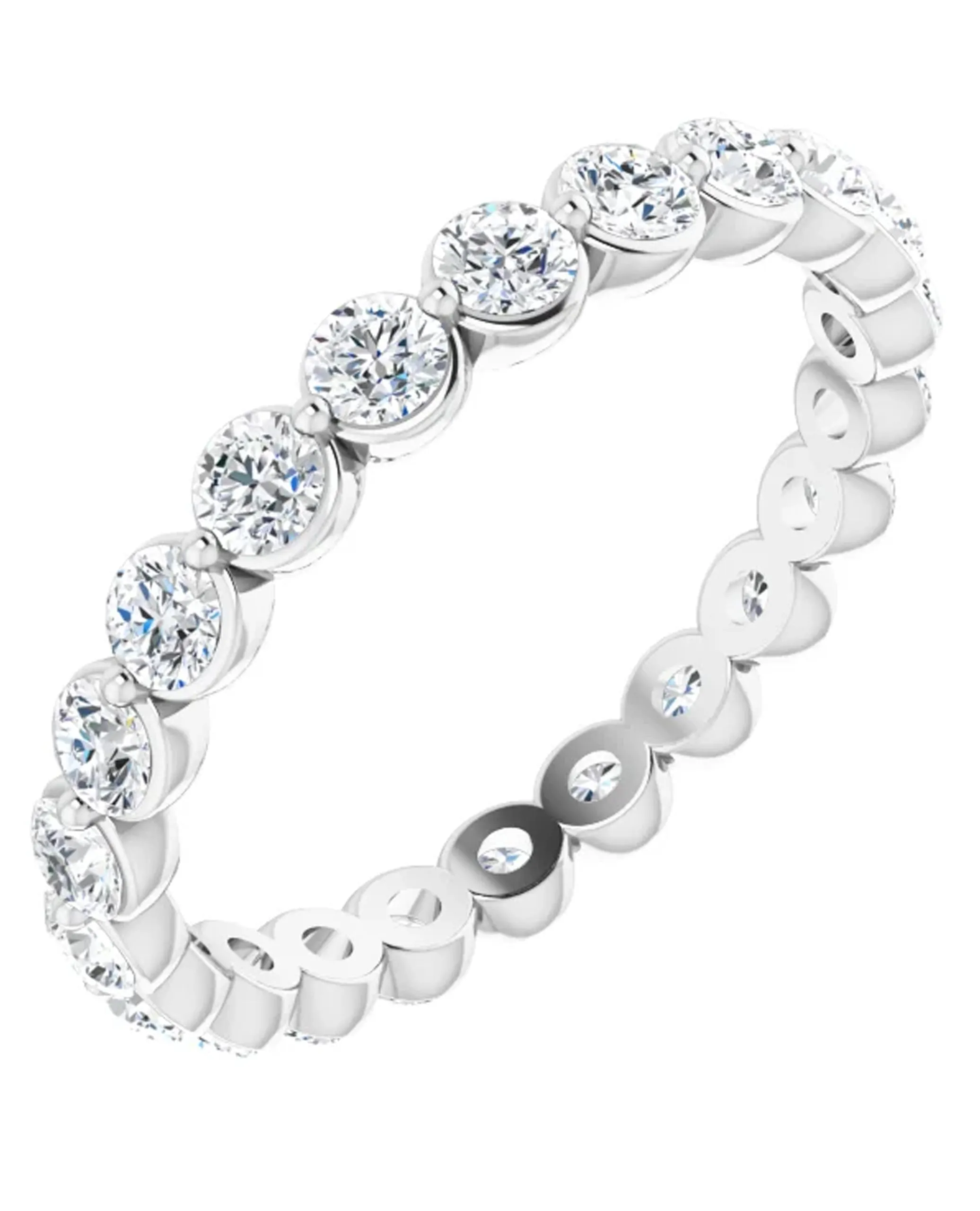 14K White Gold Single Prong Eternity Band - 2.5mm