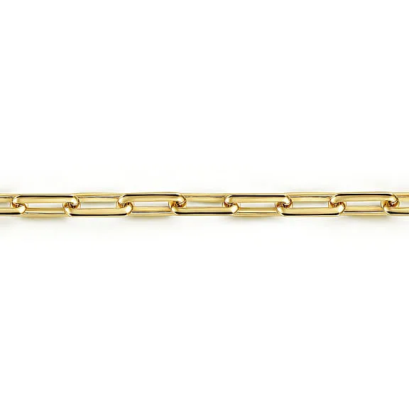 14K Yellow Gold Men's Elongated Chain Bracelet