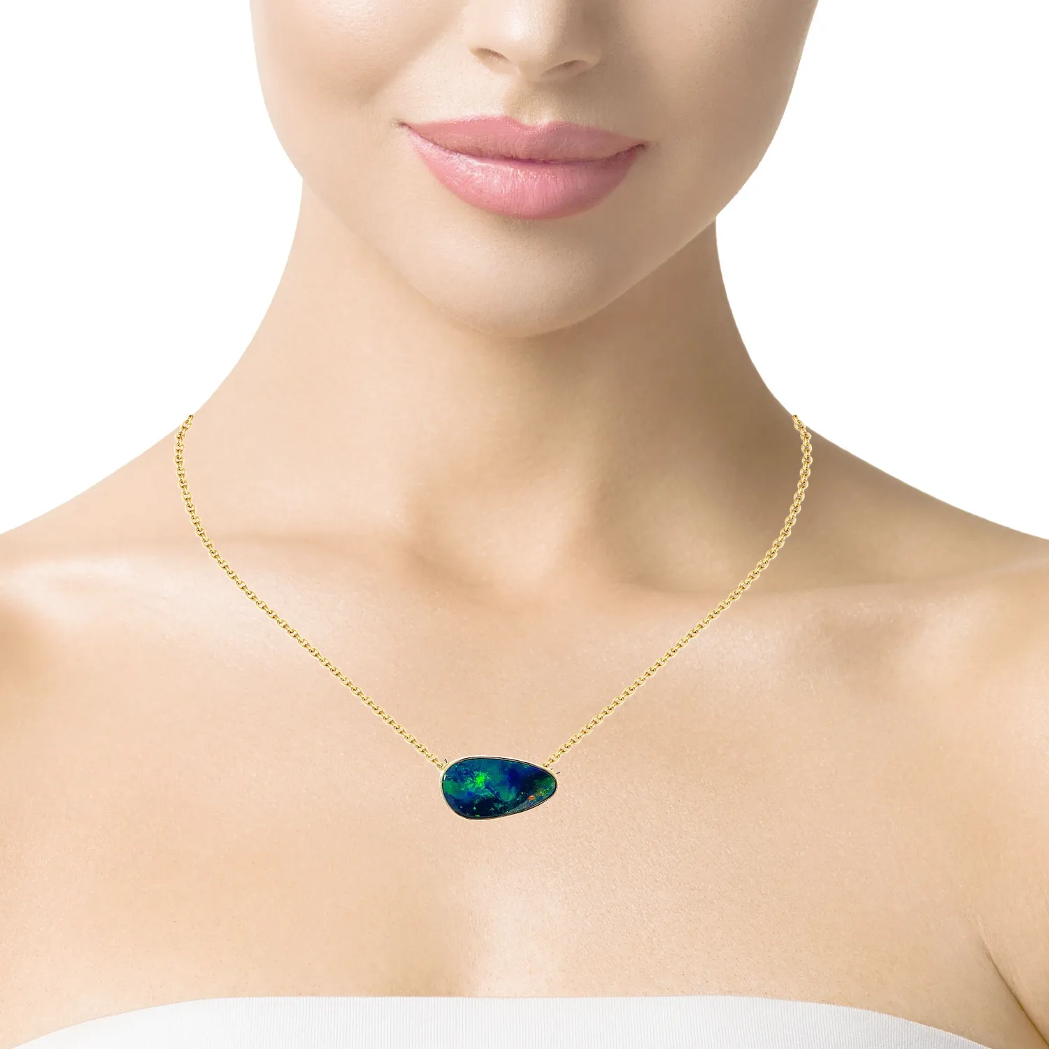 14kt Yellow Gold Opal solitaire necklace