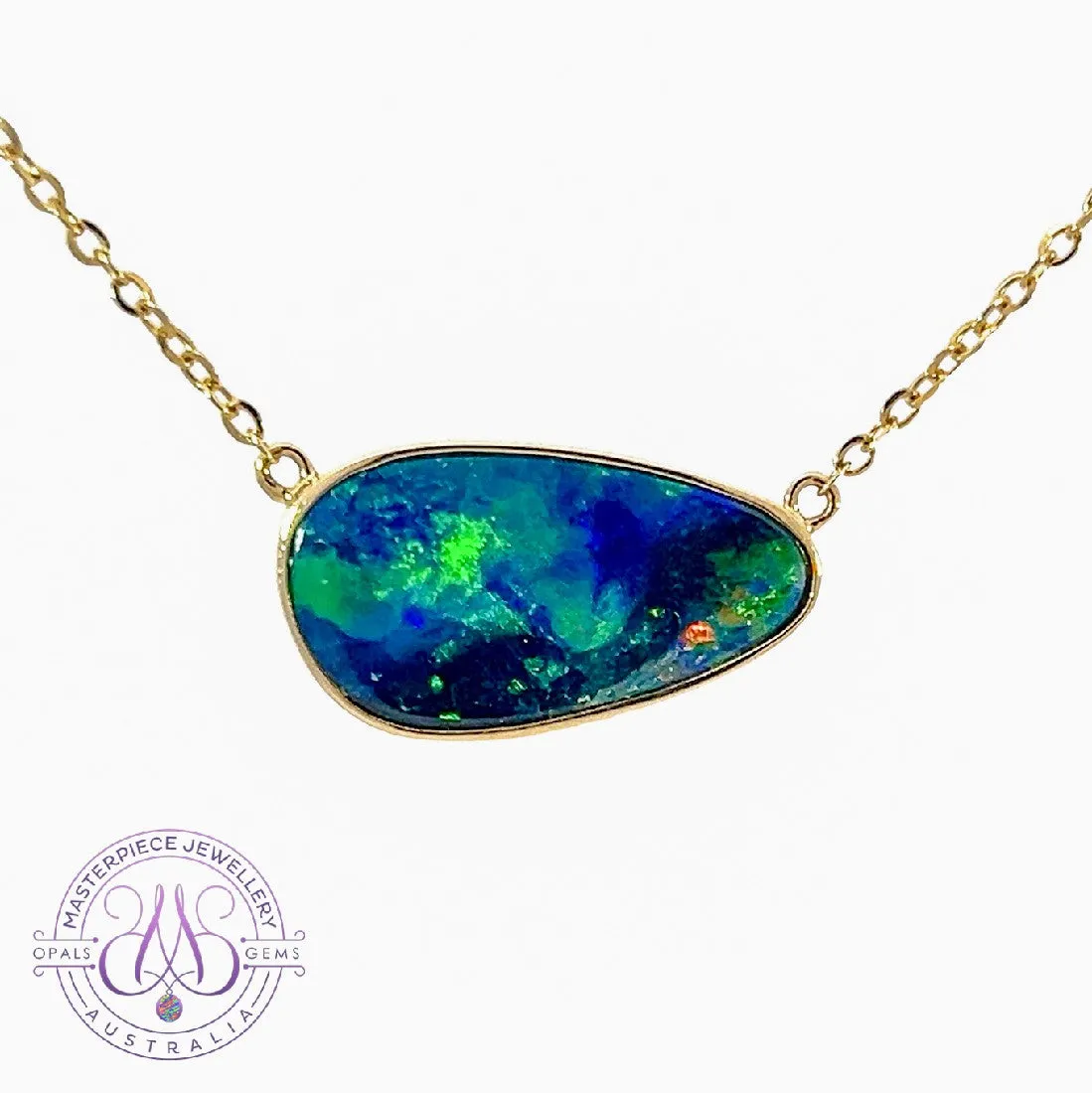 14kt Yellow Gold Opal solitaire necklace