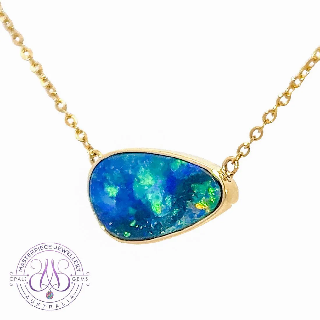 14kt Yellow Gold Opal solitaire necklace