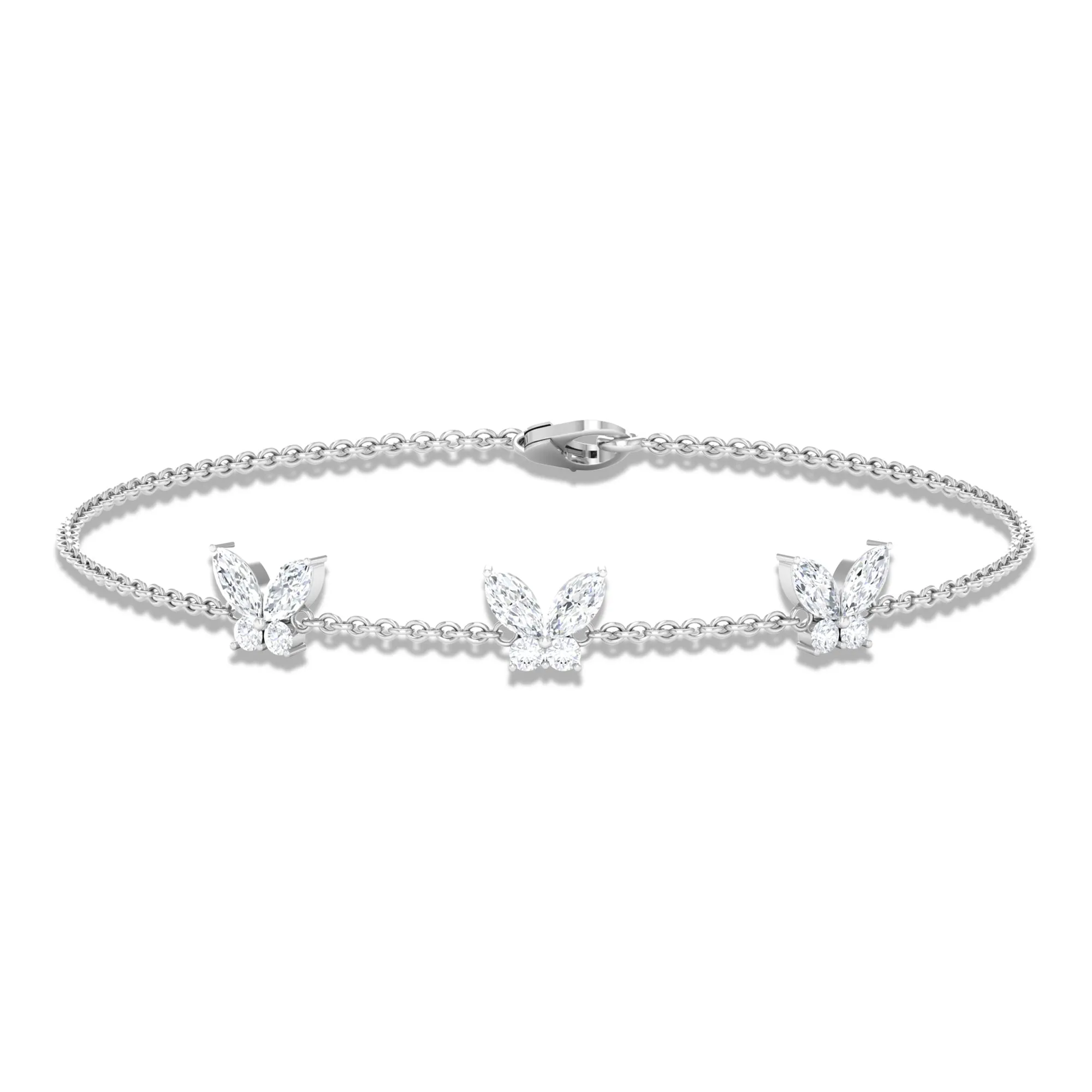 1.50 CT Zircon Butterfly Station Chain Bracelet in Gold