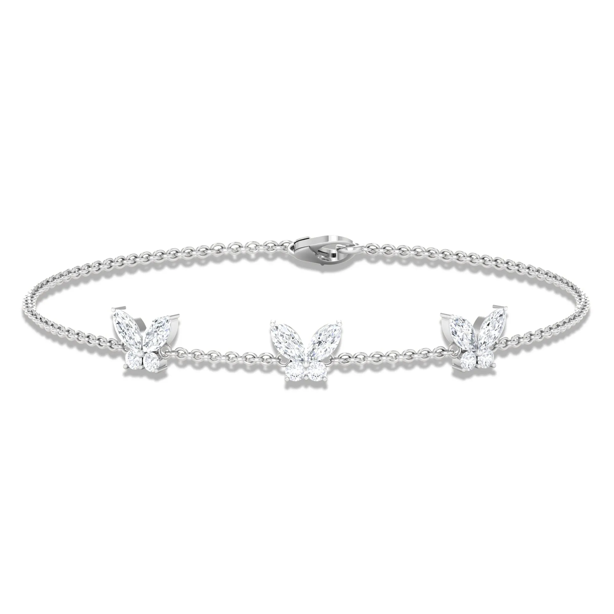 1.50 CT Zircon Butterfly Station Chain Bracelet in Gold