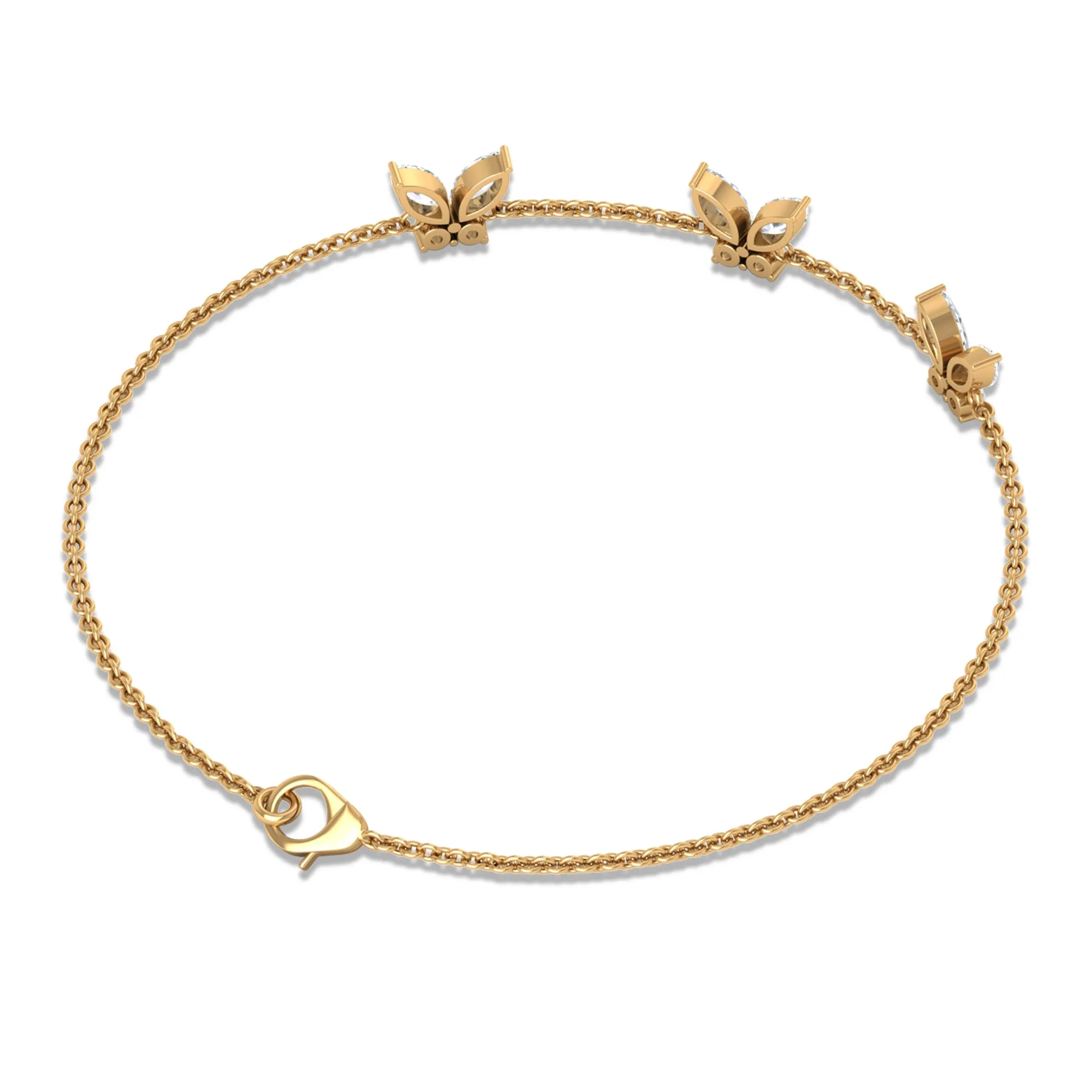 1.50 CT Zircon Butterfly Station Chain Bracelet in Gold