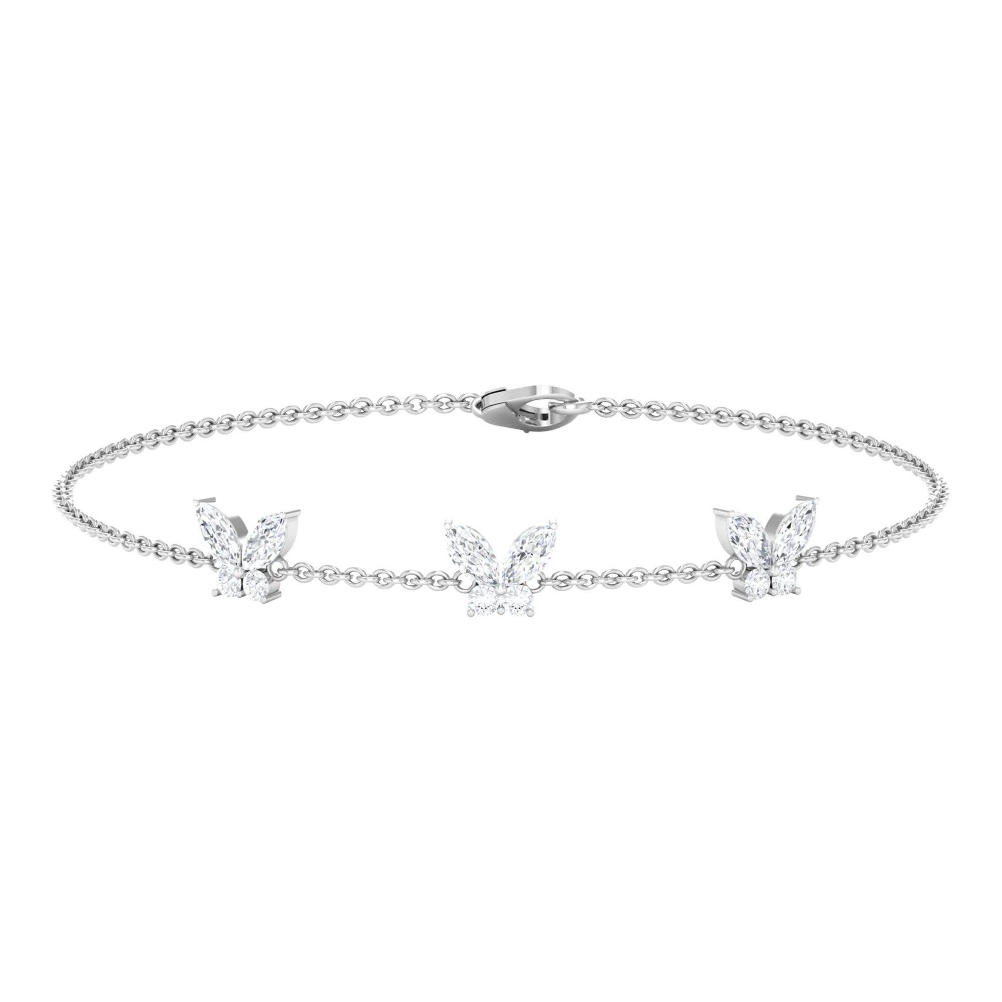 1.50 CT Zircon Butterfly Station Chain Bracelet in Gold