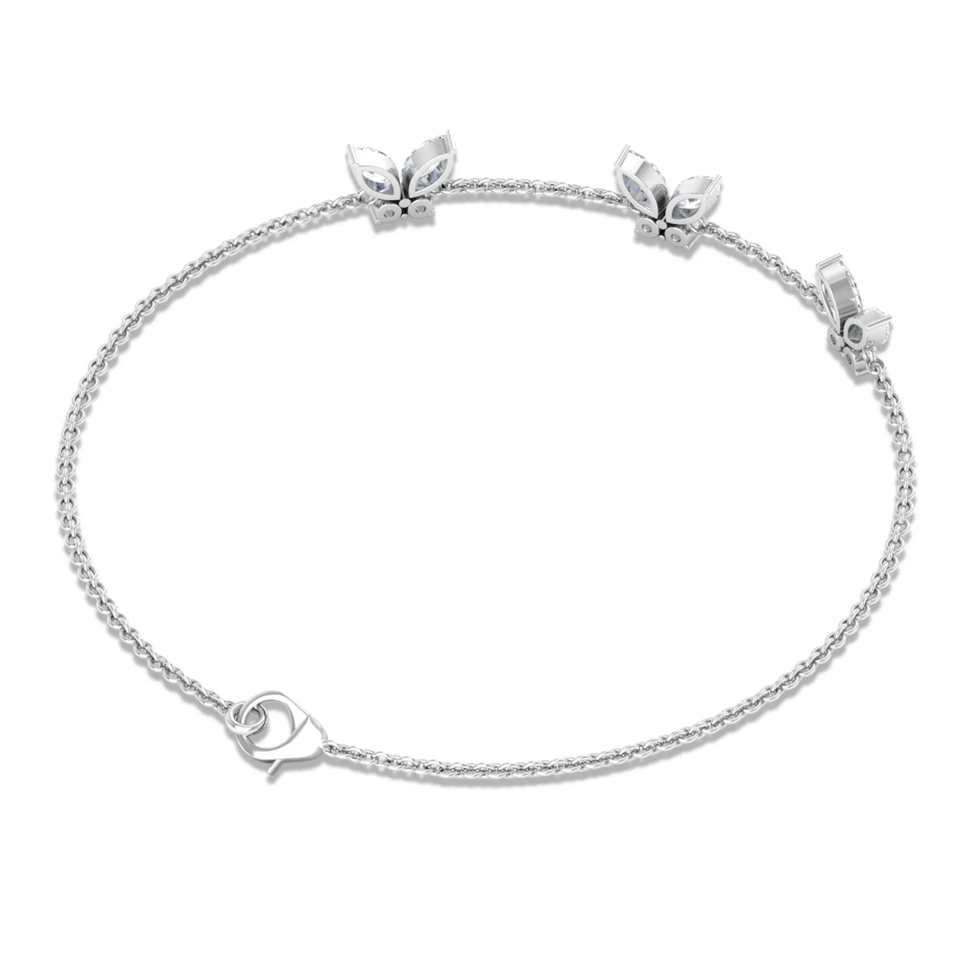 1.50 CT Zircon Butterfly Station Chain Bracelet in Gold