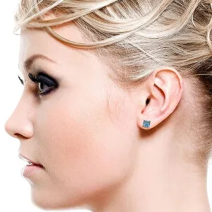 1.75 Carat 14K Solid Yellow Gold Deceive Naturale Blue Topaz Earrings