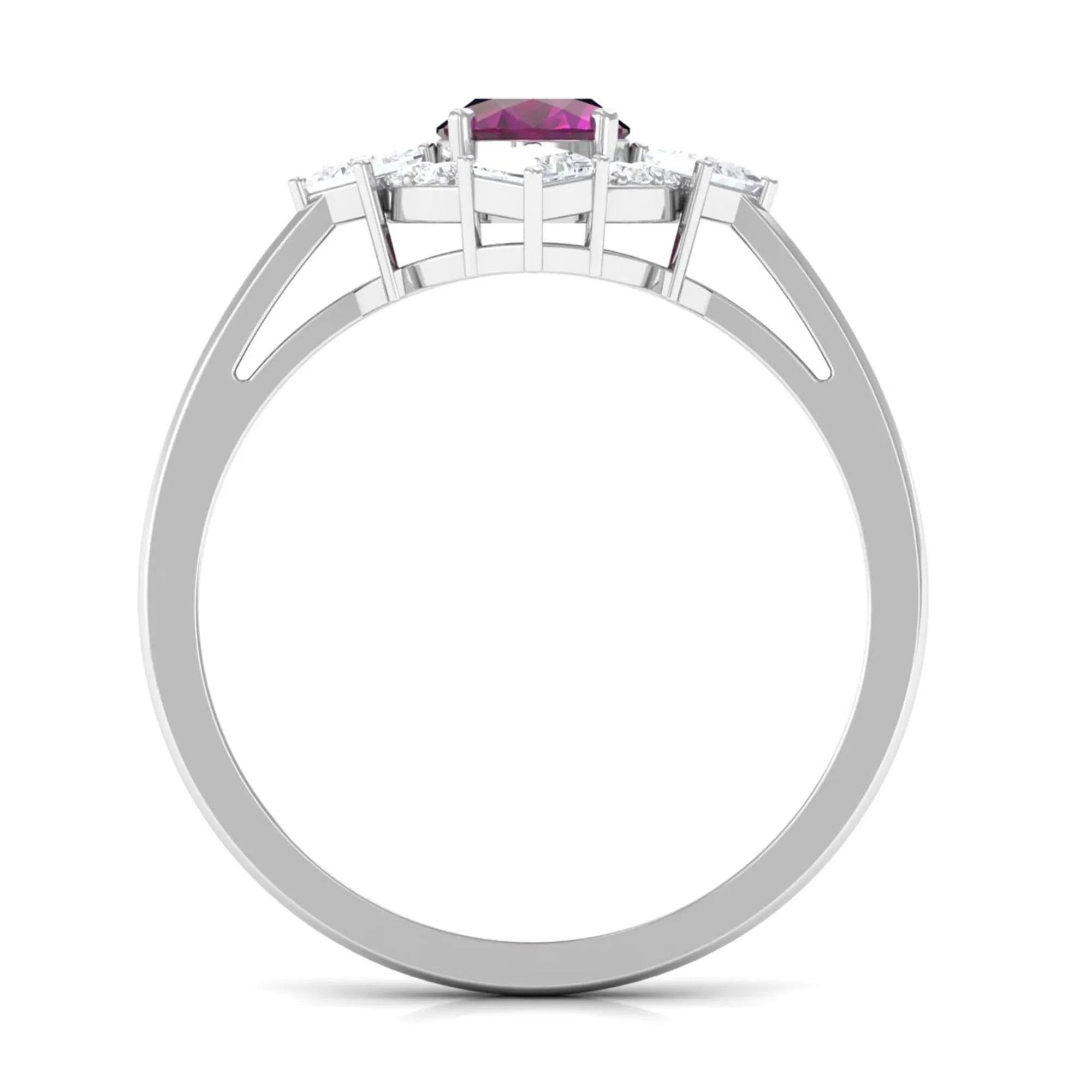 1.75 CT Oval Rhodolite Cocktail Engagement Ring with Diamond Halo