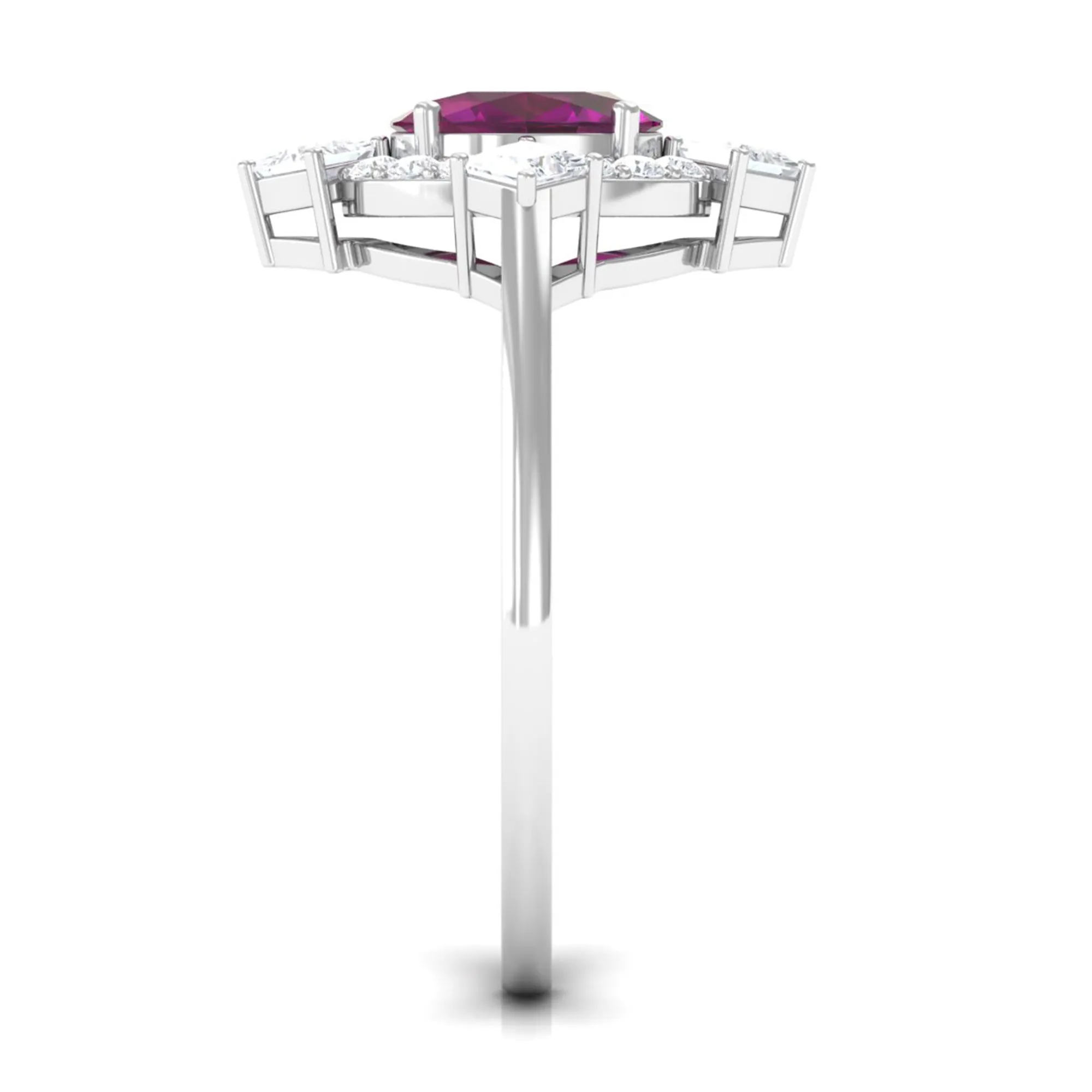 1.75 CT Oval Rhodolite Cocktail Engagement Ring with Diamond Halo