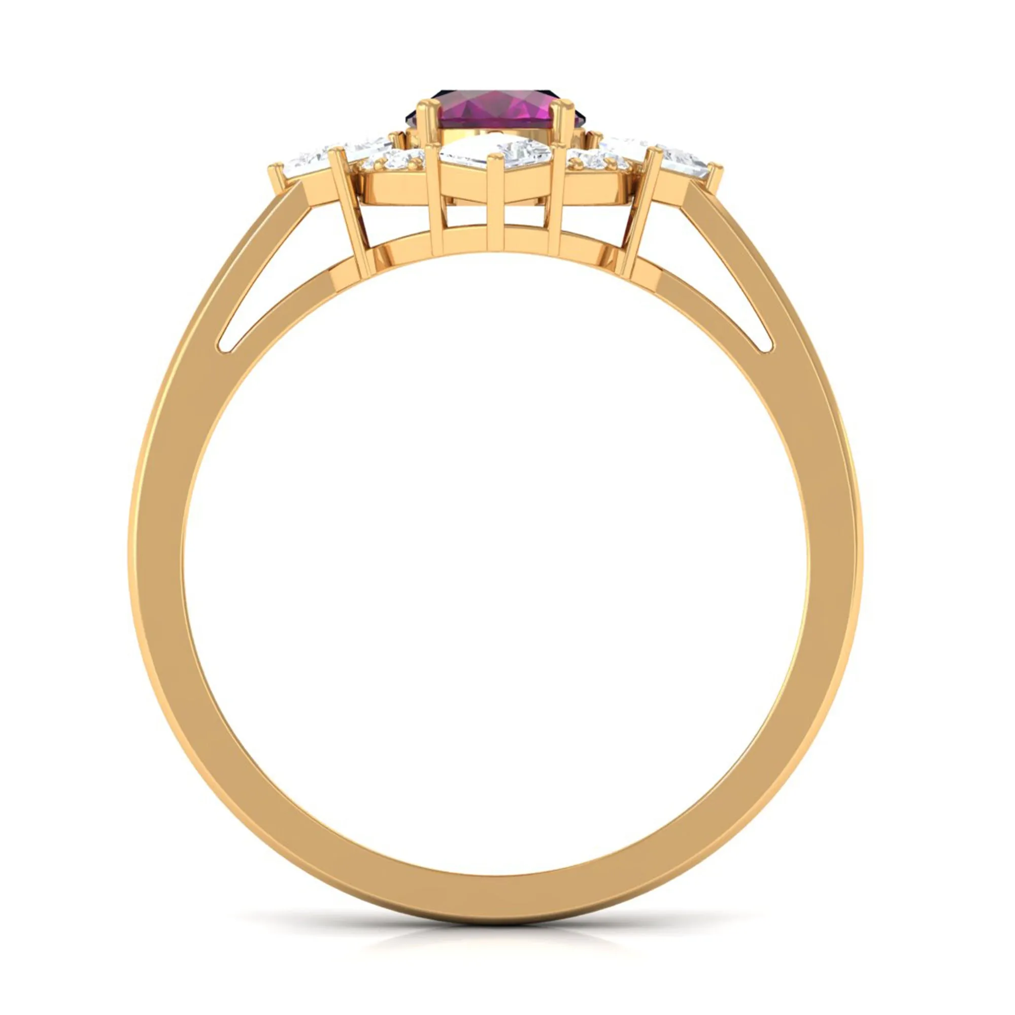 1.75 CT Oval Rhodolite Cocktail Engagement Ring with Diamond Halo