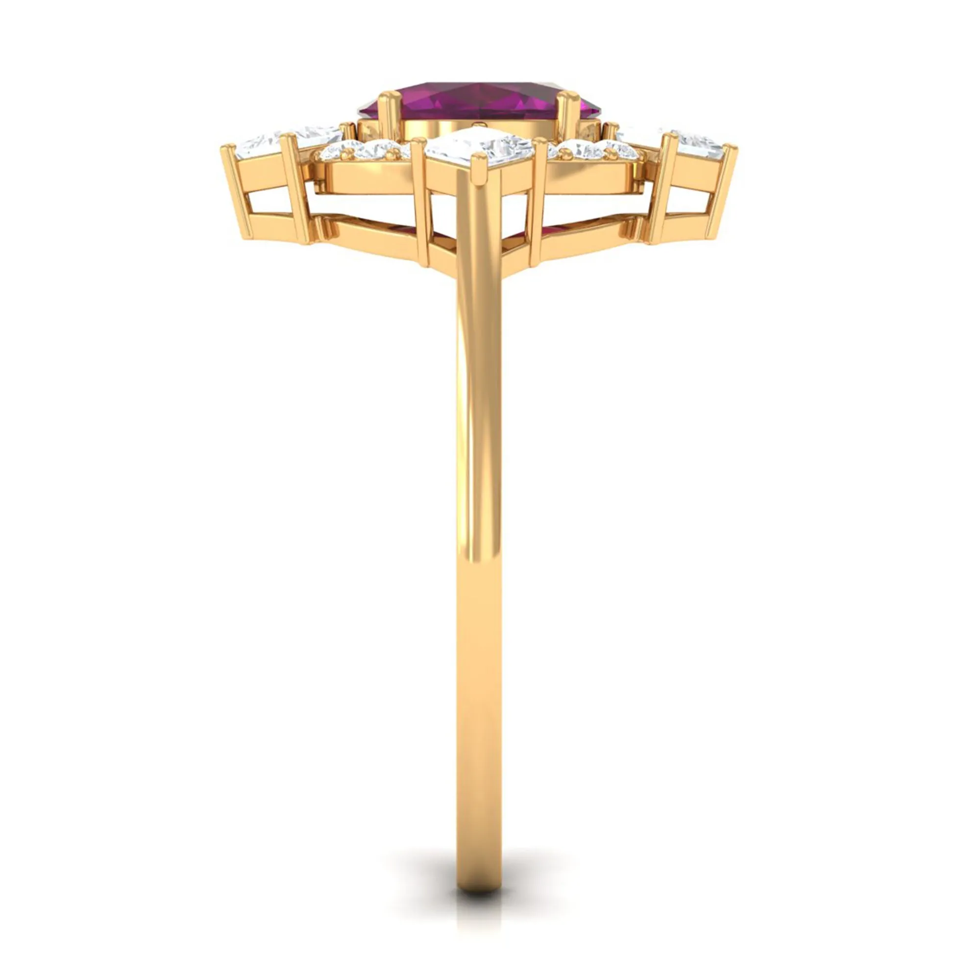 1.75 CT Oval Rhodolite Cocktail Engagement Ring with Diamond Halo
