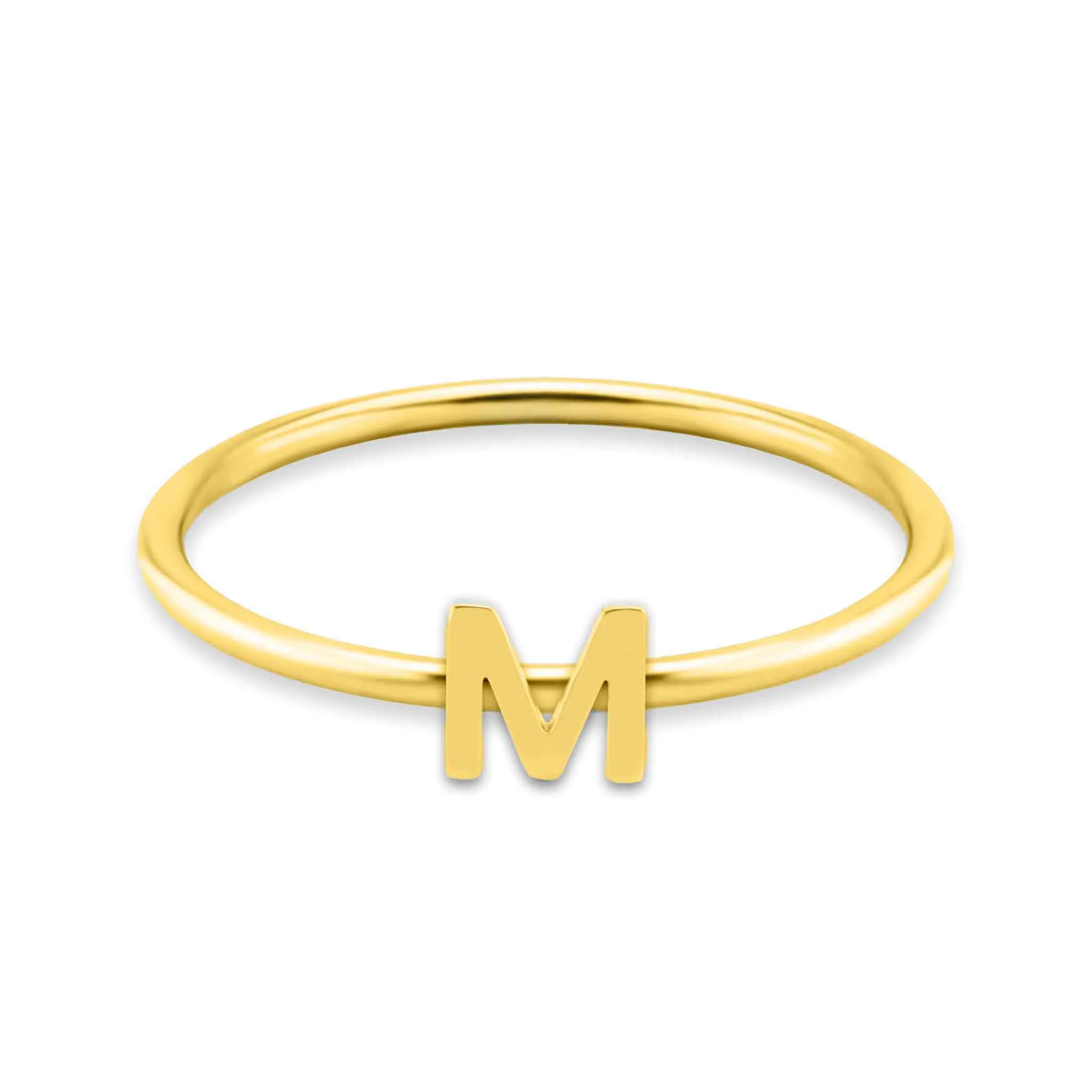 18k Gold PVD Coated Stainless Steel Initial Stacking Rings A-M / ZRJ9021