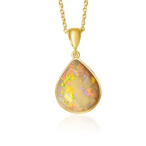 18kt Yellow Gold pearshape 4.25ct White Opal pendant