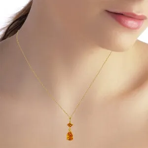2 Carat 14K Solid Yellow Gold Dance Me Citrine Necklace