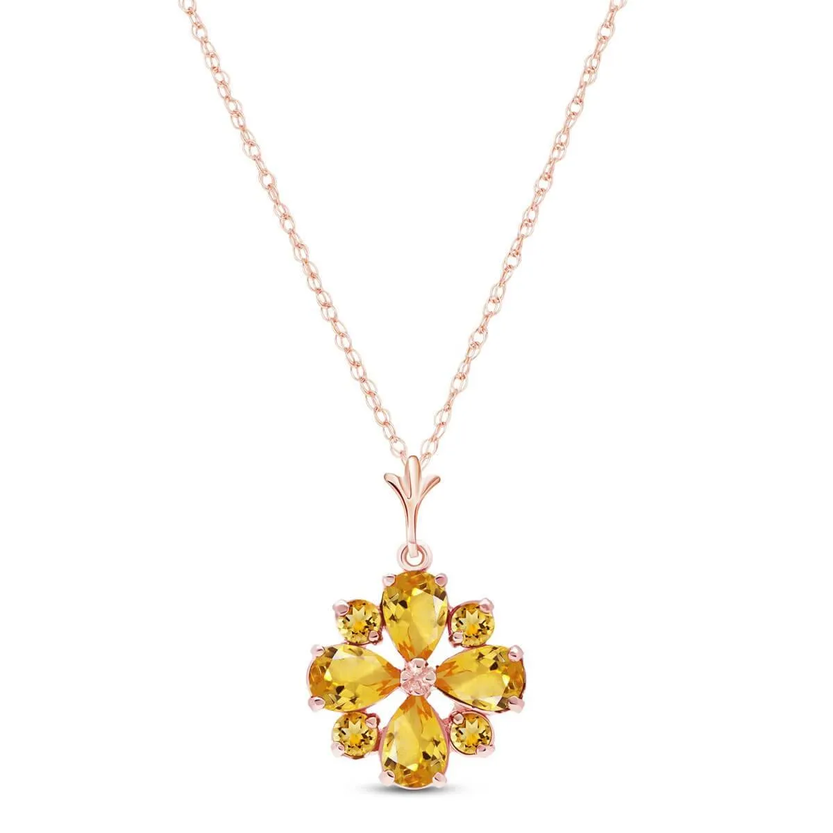 2.43 Carat 14K Solid Rose Gold Autumn Citrine Necklace