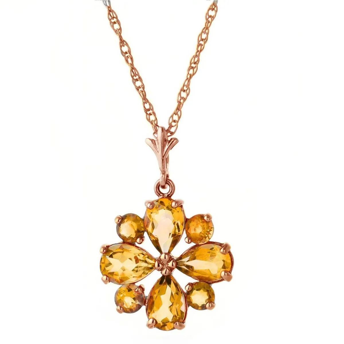 2.43 Carat 14K Solid Rose Gold Autumn Citrine Necklace