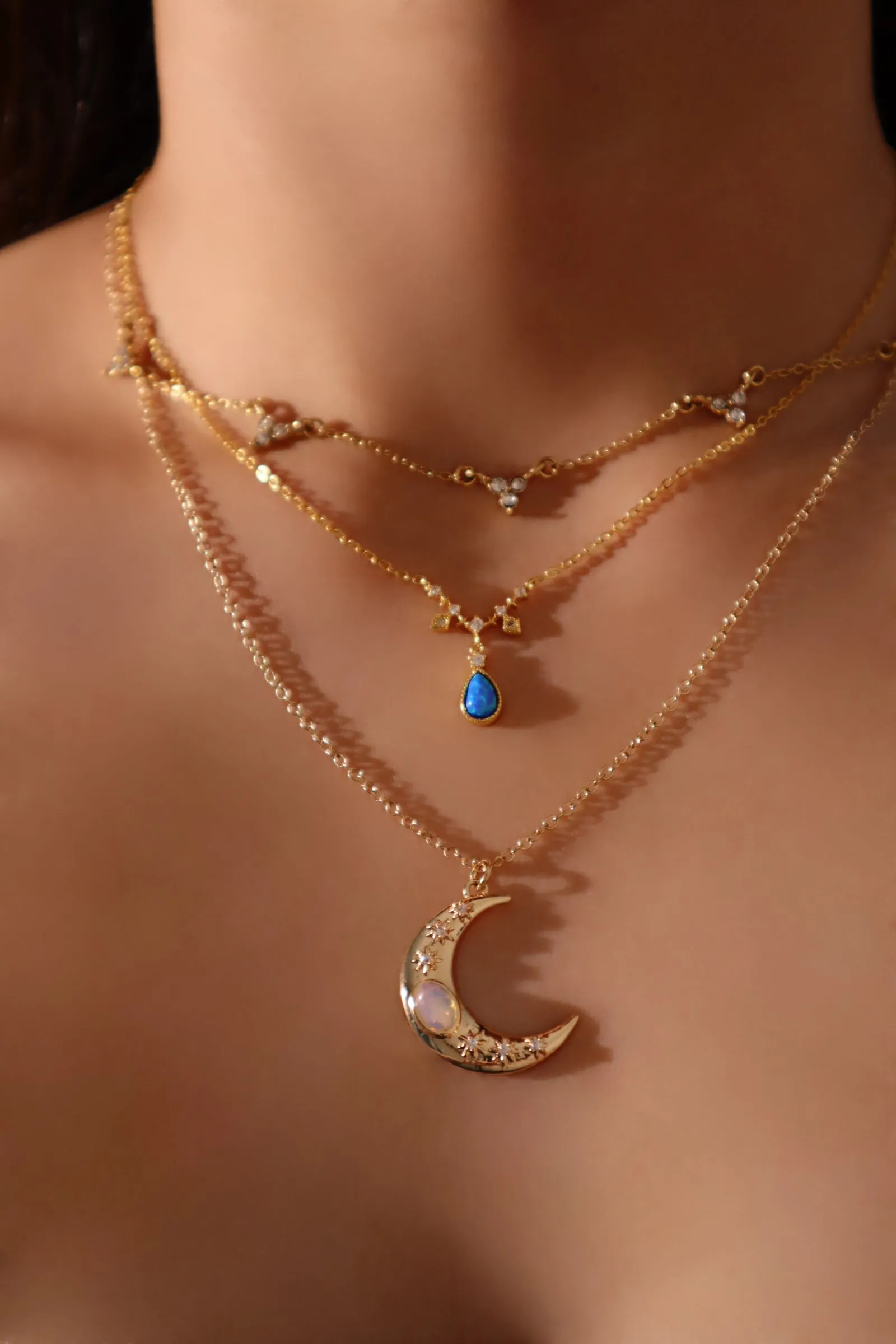 24K Gold Vermeil Blue Opal Droplet Necklace
