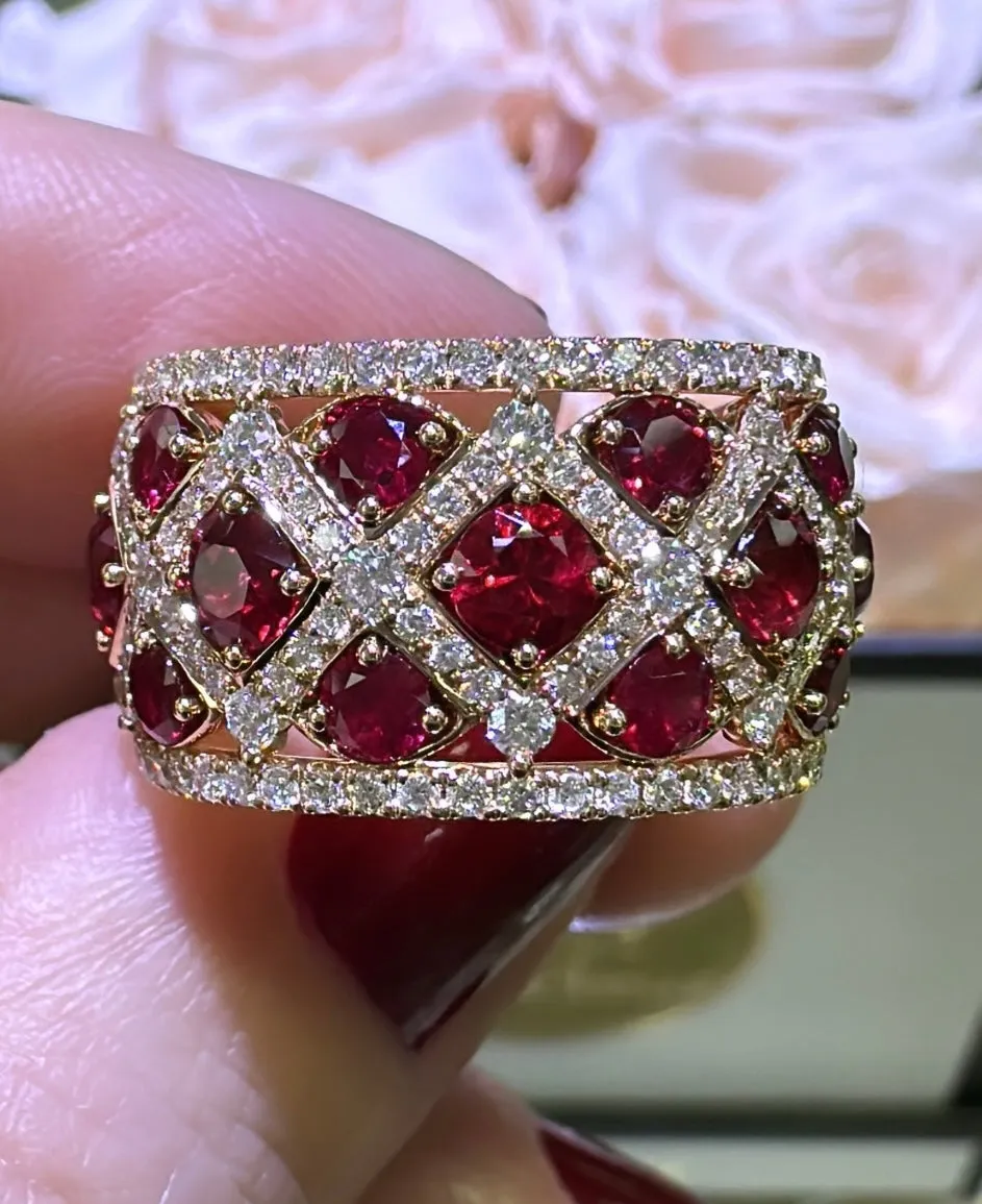 2.91carat Ruby and White Diamond Cocktail Ring