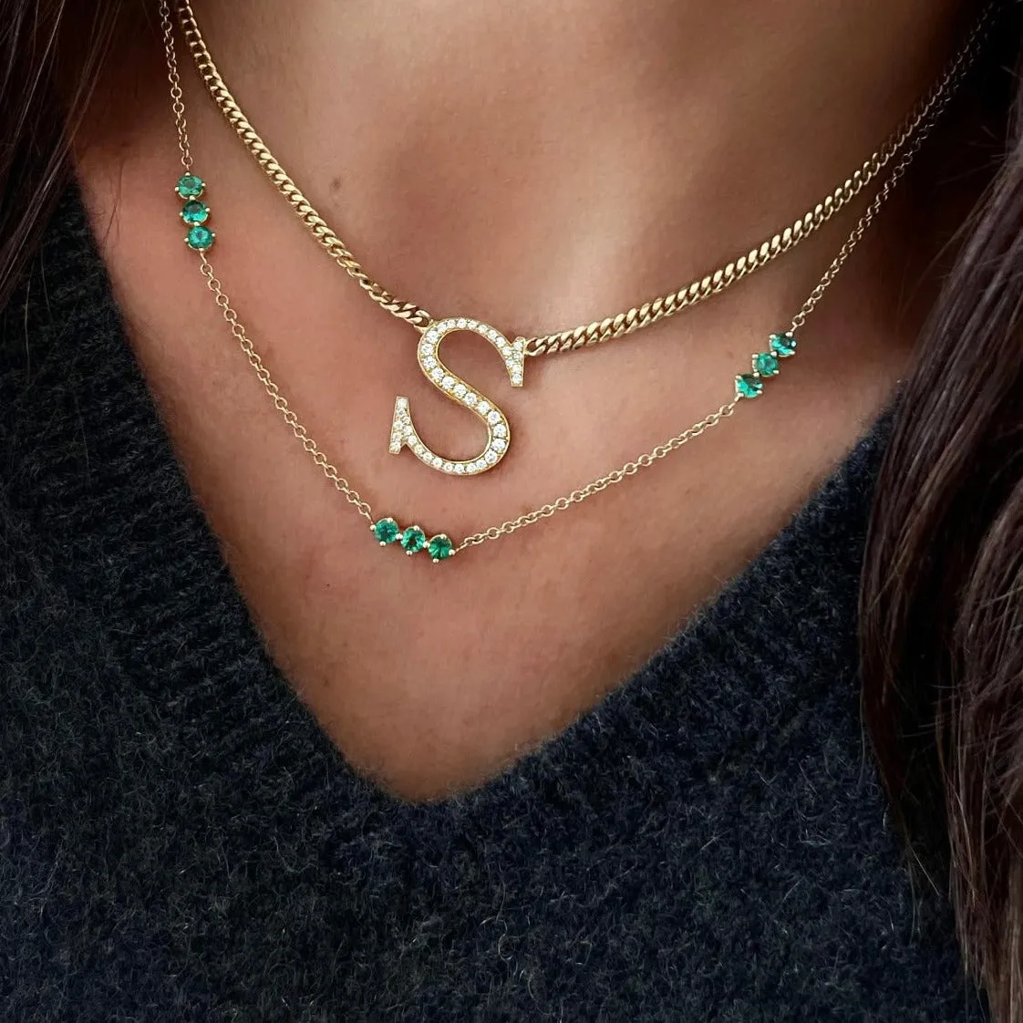 3 x 3 Emerald Necklace