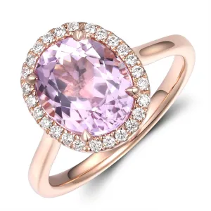 3.29ct Kunzit & Diamond Cocktail Ring