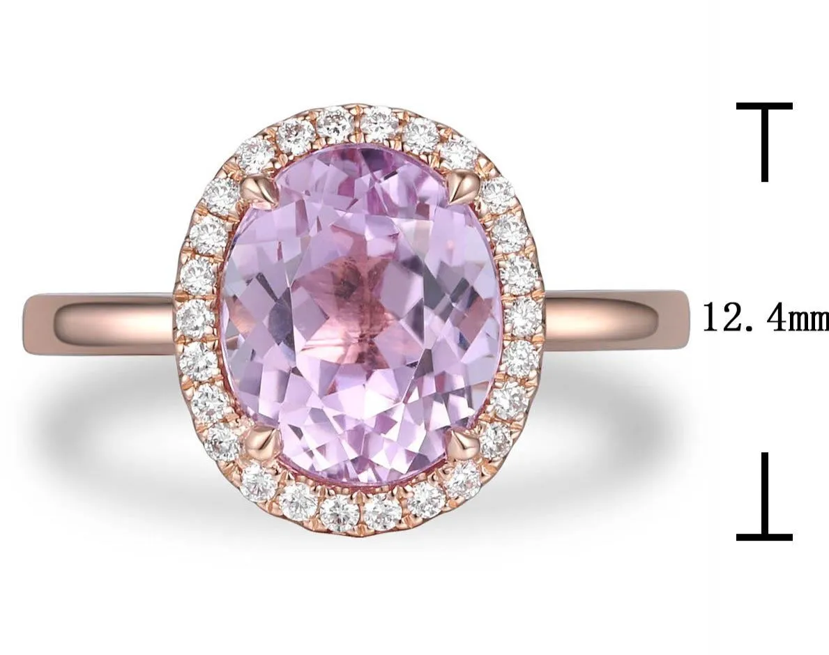 3.29ct Kunzit & Diamond Cocktail Ring